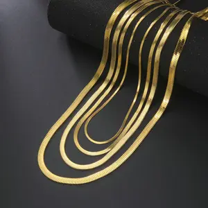 Stainless Steel Fashion Flat Snake Chain Necklace – Unisex Durable, Fade-Resistant & Adjustable