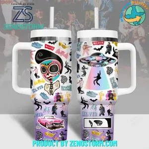 Elvis Presley Music Halloween Cup 40oz Tumbler With Handle, Music Lover Gift, Music Tour Tumbler