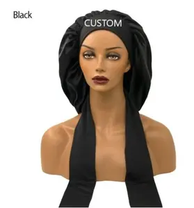 Customizable Satin Tie Bonnet for Sleeping