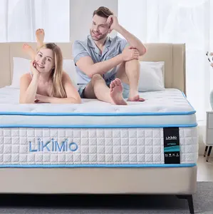LIKIMIO 12/14 Inch Twin/Full/Queen Size Hybrid Mattress, Made in USA, Mattress in a Box, Gel Memory Foam with Cooling Tech, Pocket Springs with Edge Support, Motion Isolation, Medium Feel, Oeko-TEX, CertiPUR-US
