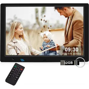 10.1 Inch Digital Picture Frame with 32GB USB Flash Drive,  1920x1080 HD IPS Screen Digital Photo Frame, Motion Sensor, Video, Music, Share Moments via SD Card or USB, with Remote Control