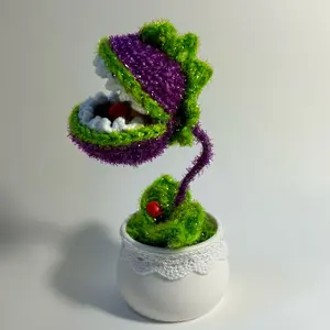 Crochet Purple Piranha Plant Cute Desk Accessory Gaming Character