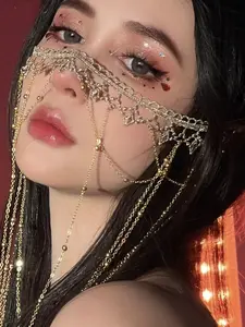 Elegant Ancient Style Face Covering Fringe Veil Hanfu Traditional Costume Cosplay Headpiece Mask Accessory for Photography