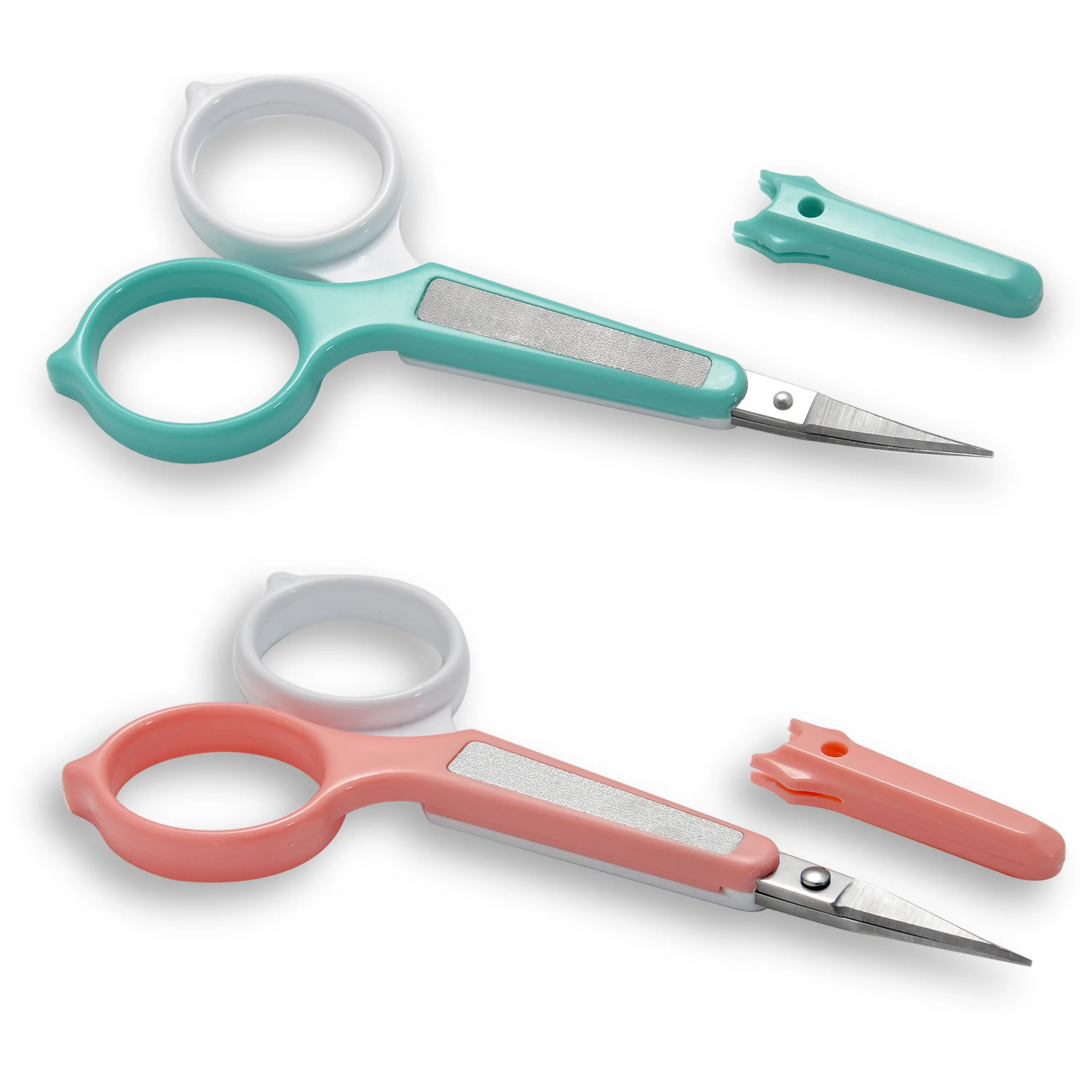 PAFASON Small Travel Eyebrow Eyelash Hair Trimming Scissors Set Point Tip Stainless Steel Beauty Makeup Cosmetic Scissors Set Curved Straight Tip Safety Case