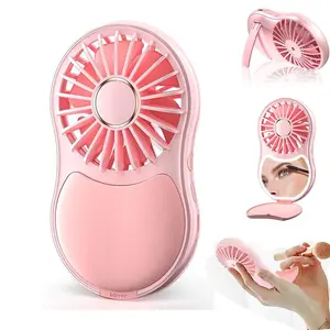 Portable Mini Makeup Mirror Fan with LED Light, USB Rechargeable Handheld Mini Quiet Fan, Multi Function Personal Cooling Fan For Travel Outdoors Indoors, Multifunction Portable Fan