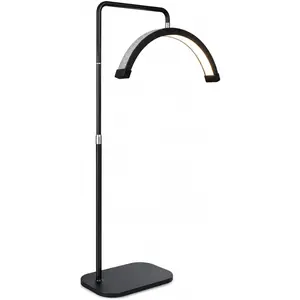 Bling Half Moon Lash Light - Dimmable Diamond Esthetician LED Lamp for Eyelash Techs, Adjustable Height, Touch Control, Warm & Cool Tones, Black
