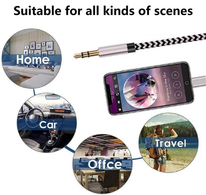 iPhone Aux Cord for Car, [Apple MFi Certified] Lightning to 3.5 mm Aux Audio Nylon Braided Cable for Car Home Stereo Speaker Headphone Compatible with iPhone 14 13 12 11 Pro Max XS XR X 8 iPad, Silver