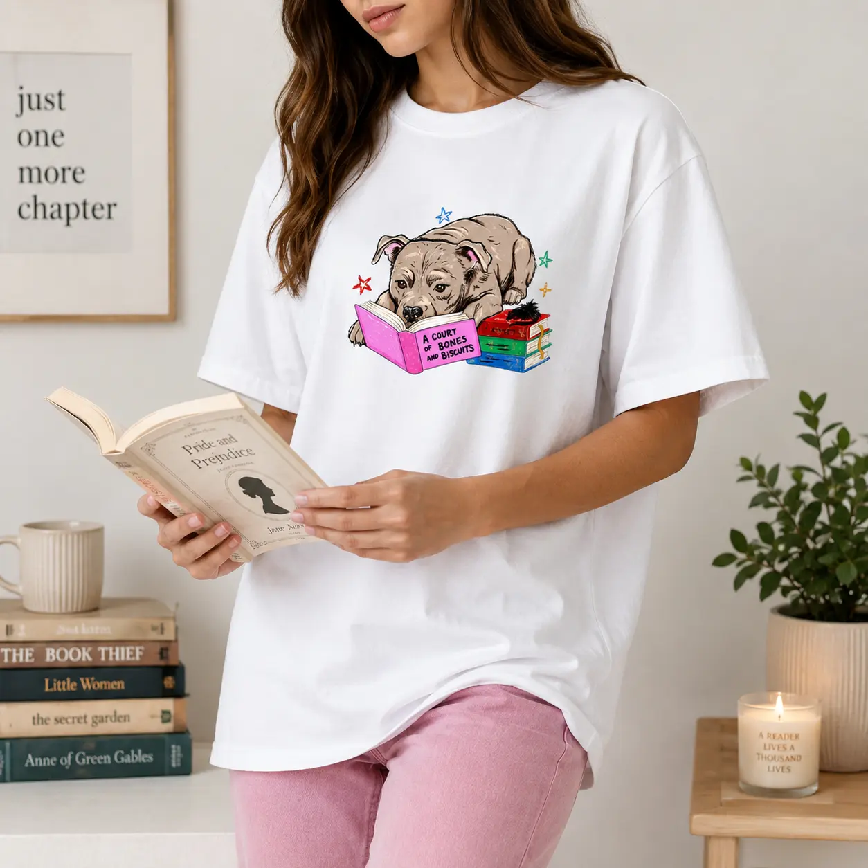 [100% Cotton] A Court Of Bones And Biscuits T-Shirt, Funny Reading Dog Graphic Tee, Cute Book Lover Tshirt for Women, Bookish Pet Shirt, Colorful Oversized Tee, Reading Outfit, Gift For Dog Moms