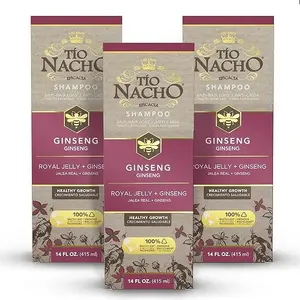 Tio Nacho Shampoo with Ginseng, Royal Jelly, Aloe Vera & Jojoba, 3 Pack, Strengthening Hair Care to Reduce Loss & Breakage, Revitalizing, Nourishing Formula, Repair, 14 Fluid Ounces - 3 Pack