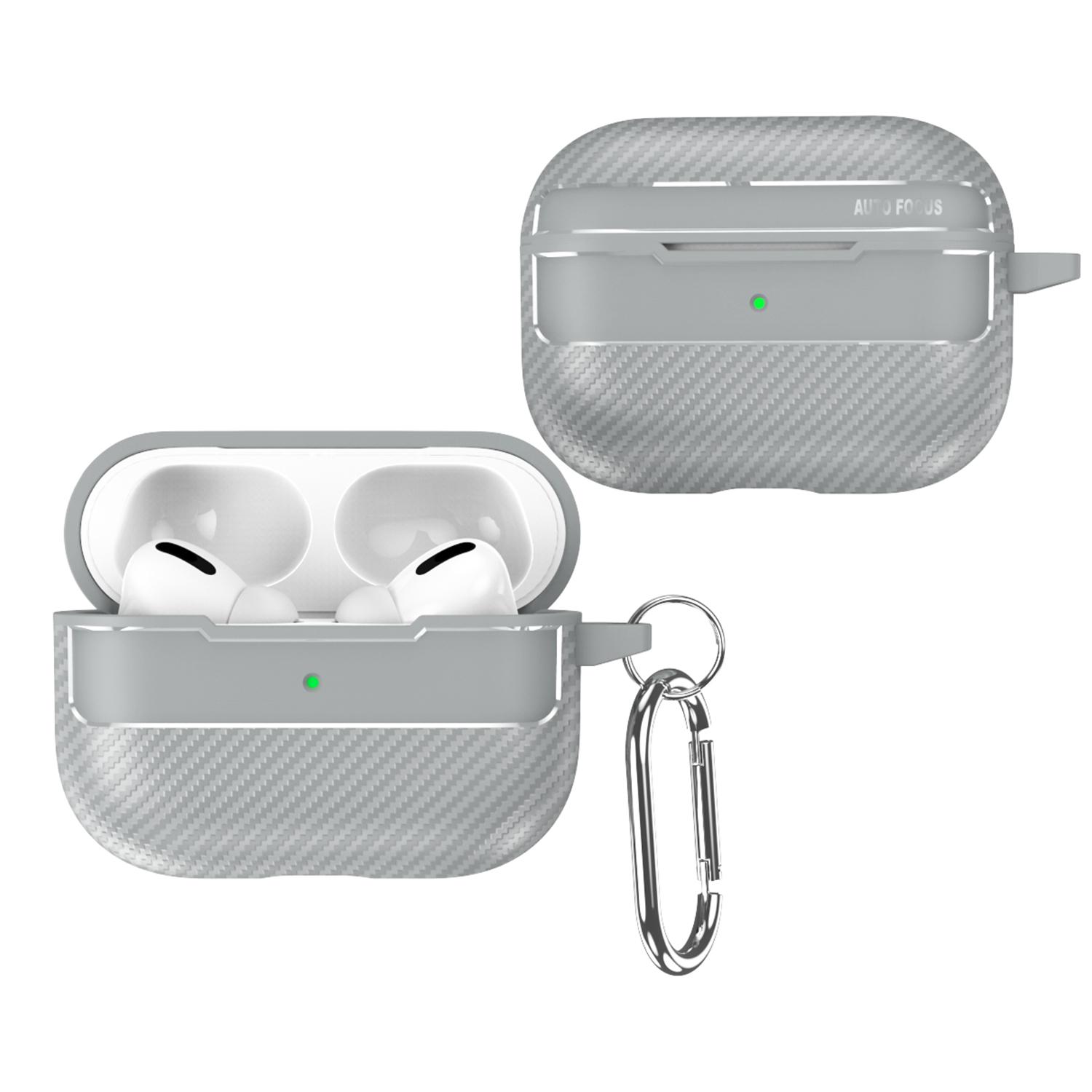 For AirPods 1/2/3/4 Pro/Pro 2nd Generation/Pro 3 Case with Carabiner, Carbon Fiber Texture Military Shockproof Cover Wireless Charging Compatible Protective Case