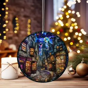 Magical Diagon Alley Ornament | Harry Potter Ceramic Stained Glass Christmas Décor