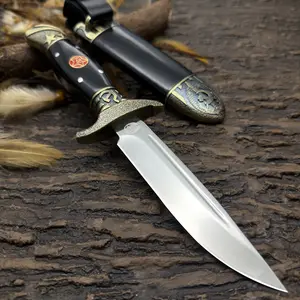 Vintage Decorative Kitchen Utility Knife with Ornate Handle & Matching Sheath for Food Preparation
