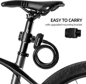 ROCKBROS Bike Lock Cable 4 Feet Bike Cable Lock with Mounting Bracket 2 Secure Keys 1/2 Inch Diameter