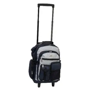 212 MAIN Everest 5045WH-GY 18.5 in. Deluxe Rolling Backpack, Casual Travel Backpack, Laptop-Carrying Carry On Luggage with Compression Straps, Large Compartment, Zip Closure