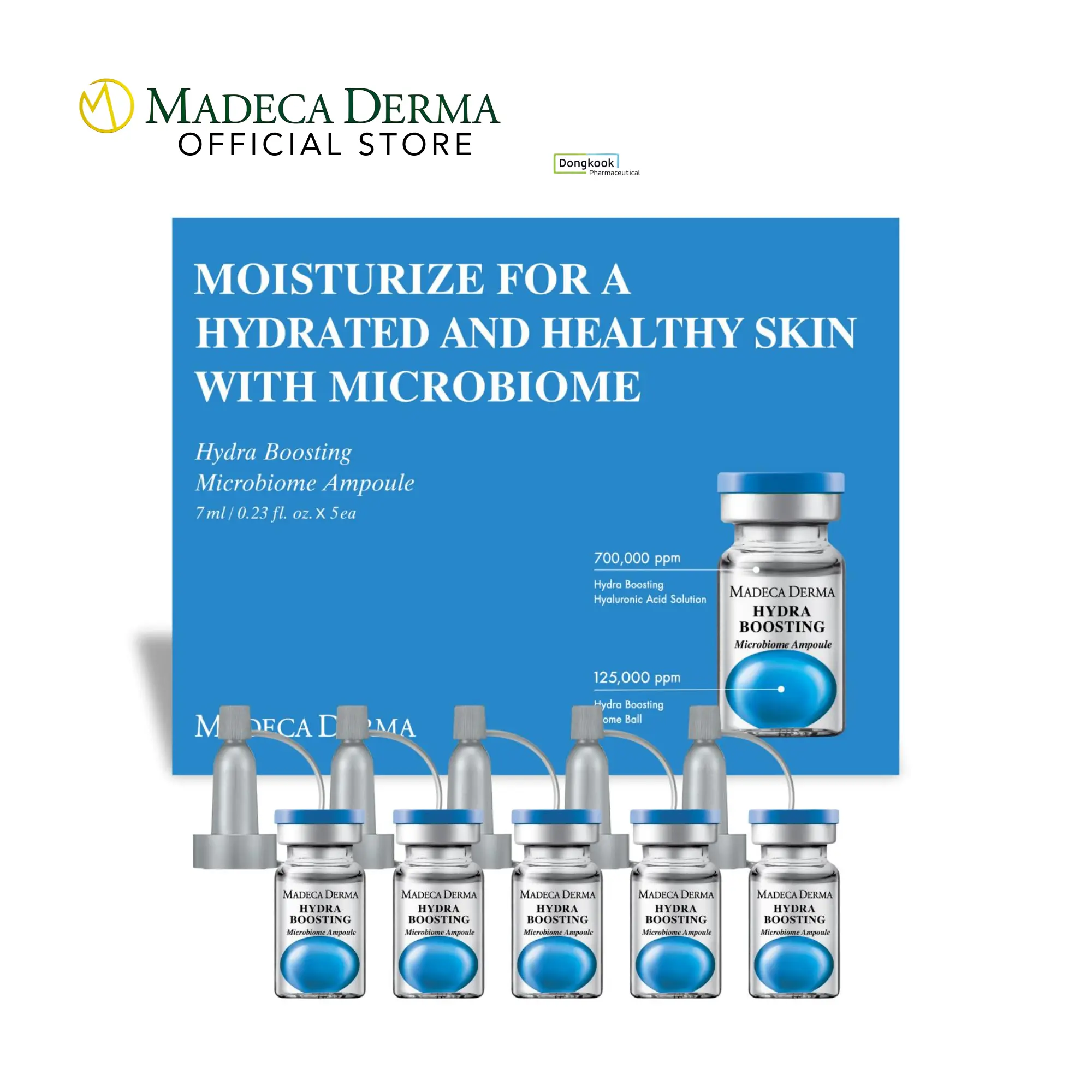 [Madeca Derma] 5 pcs of Hydra Boost Microbiome Ampoules - Intense Hydration & Skin Barrier Repair, hyaluronic acid, Korean Pharmaceutical skincare, Dry & Flaky & Dehydrated Skin Serum