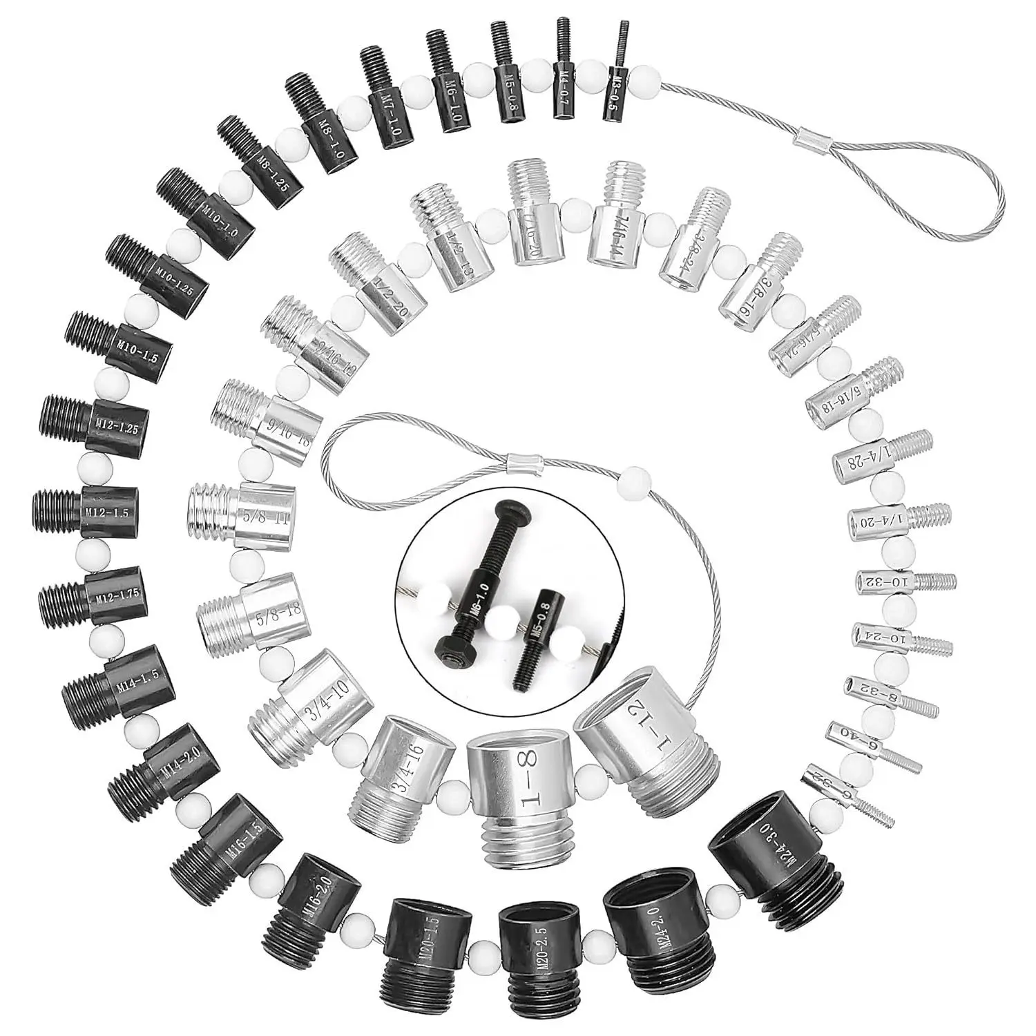 GJANSH 44 Pcs Nut and Bolt Thread Checker, SAE/Metric Steel Thread Gauge, Instant Bolt Size Finder Tool for Workshop, Automotive Repairs, and DIY Projects