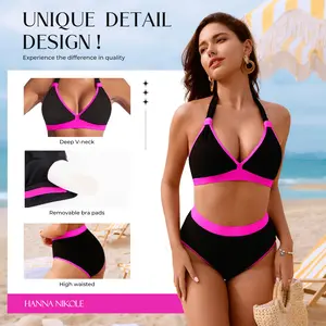 【S-XL】Hanna Nikole Popular Swimsuits, Womens Swimsuits, Textured Bathing Suit Tummy Control, Sexy Bikini