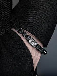 Luxury Micro-Set Square Crown Bead Bracelet Adjustable Size Beads Men's Gorgeous Braided Bracelet