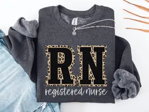 Registered Nurse Sweatshirt – Leopard RN Crewneck, Nursing Grad & Appreciation Gift