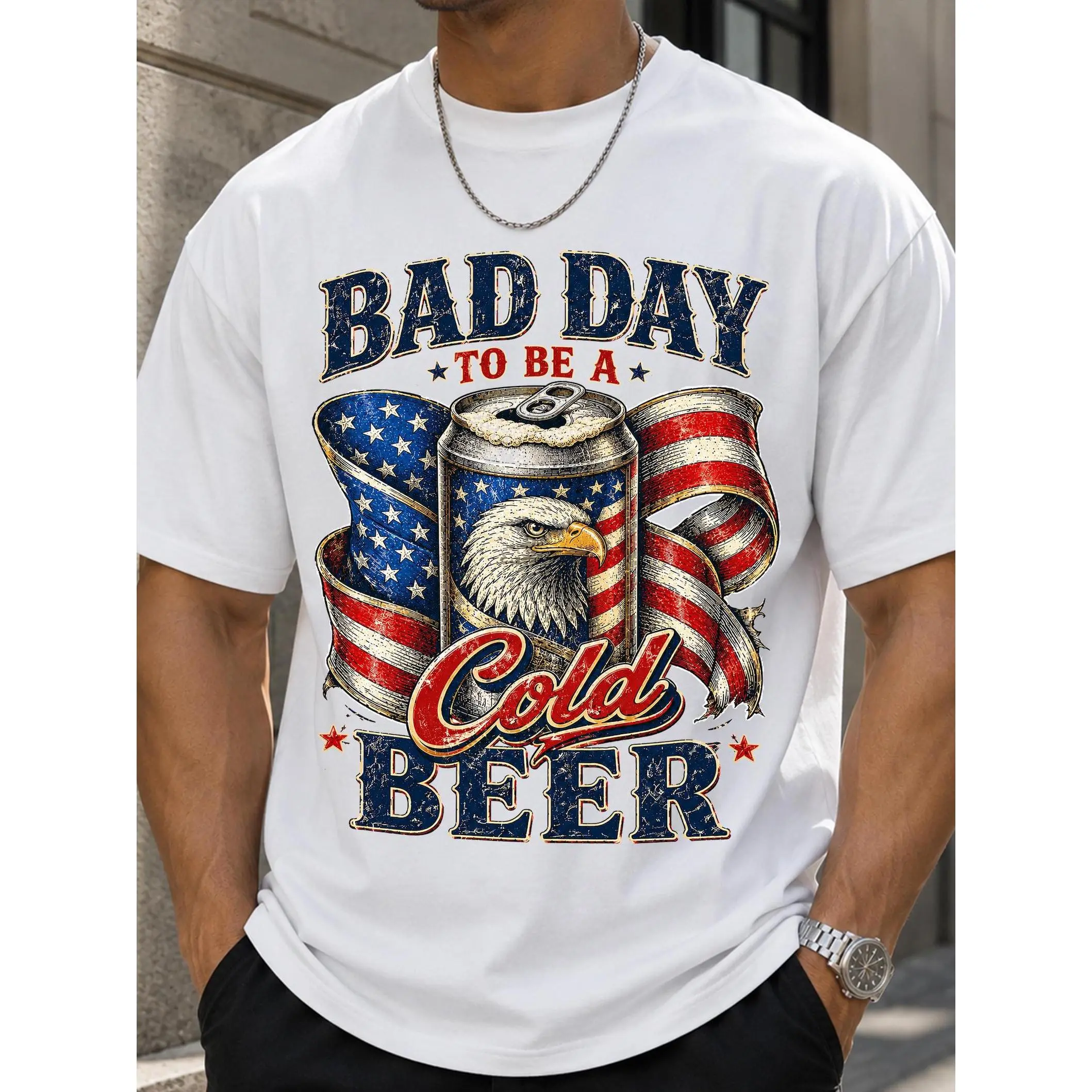Bad Day To Be A Cold Beer PNG, Patriotic Beer Can Design, 4th of July American Flag Graphic, Digital Download