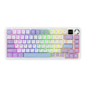 AJAZZ AK820 MAX PLUS Wireless Keyboard, Rechargeable 3-mode Mechanical Keyboard, Gasket Structure Hot-swappable RGB Keyboard for Gaming, Office, Home
