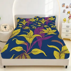 3pc Plant Floral Pattern Leaf Print Bedding Set, Queen King Size, Soft Breathable Durable Deep Pocket, Easy Care, All Seasons