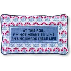 Needlepoint Decorative Throw Pillow - Uncomfortable - 9"x15" - Small Embroidered Designer Pillow for Living Room, Couch, Sofa, Chair & Bed - Eclectic  Decor