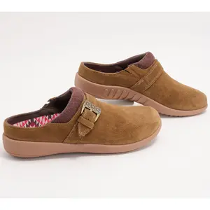 Revitalign Orthotic Suede Buckle Clogs - Ashley Desert