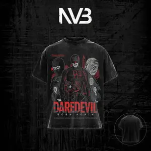 [Collection] Daredevil Born Again MCU Superhero Graphic T-Shirt, Soft Heavyweight Cotton Faded Black Tee, Matt Murdock Kingpin Retro TV Series Graphic Design Top, Oversized Grunge Y2K Apparel, Gifts For Him