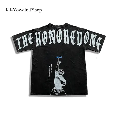 The Honored One Gojo Satoru Anime Tee, Acid Wash Retro Oversized JJK Graphic T-Shirt, Heavy Cotton Streetwear Gift for Manga Fans