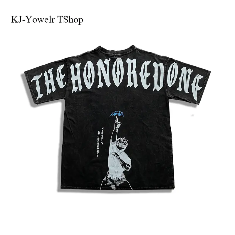The Honored One Gojo Satoru Anime Tee, Acid Wash Retro Oversized JJK Graphic T-Shirt, Heavy Cotton Streetwear Gift for Manga Fans