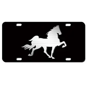 3D Mirror Chrome Horse Silhouette Novelty License Plate - 6x12 Aluminum Composite Metal Front Tag - Equestrian Decor for Car, Truck, or Home - Handcrafted in Georgia
