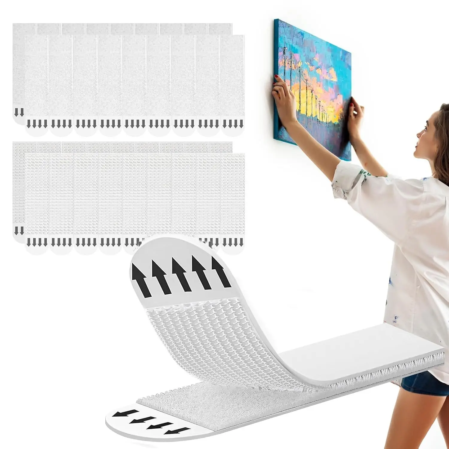 Large Picture Hanging Strips Heavy Duty，18 Pairs(36 Packs)，Sticky Hangers for Walls，Damage Free Poster Hangers，Picture Hanging Kit Without Nails Refill Adhesive Poster Strips
