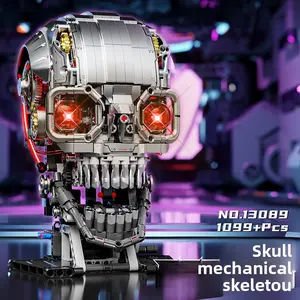 Mechanical Skull Design Building Blocks Set, Creative Technical STEM Educational Toys, DIY Assembly Bricks for Adults & Teens, Halloween, Building Blocks Kit