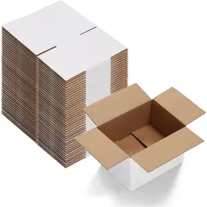 8x6x4 Shipping Boxes Set of 40, White Corrugated Cardboard Box for Mailing Packing Gifts and Small Business Use