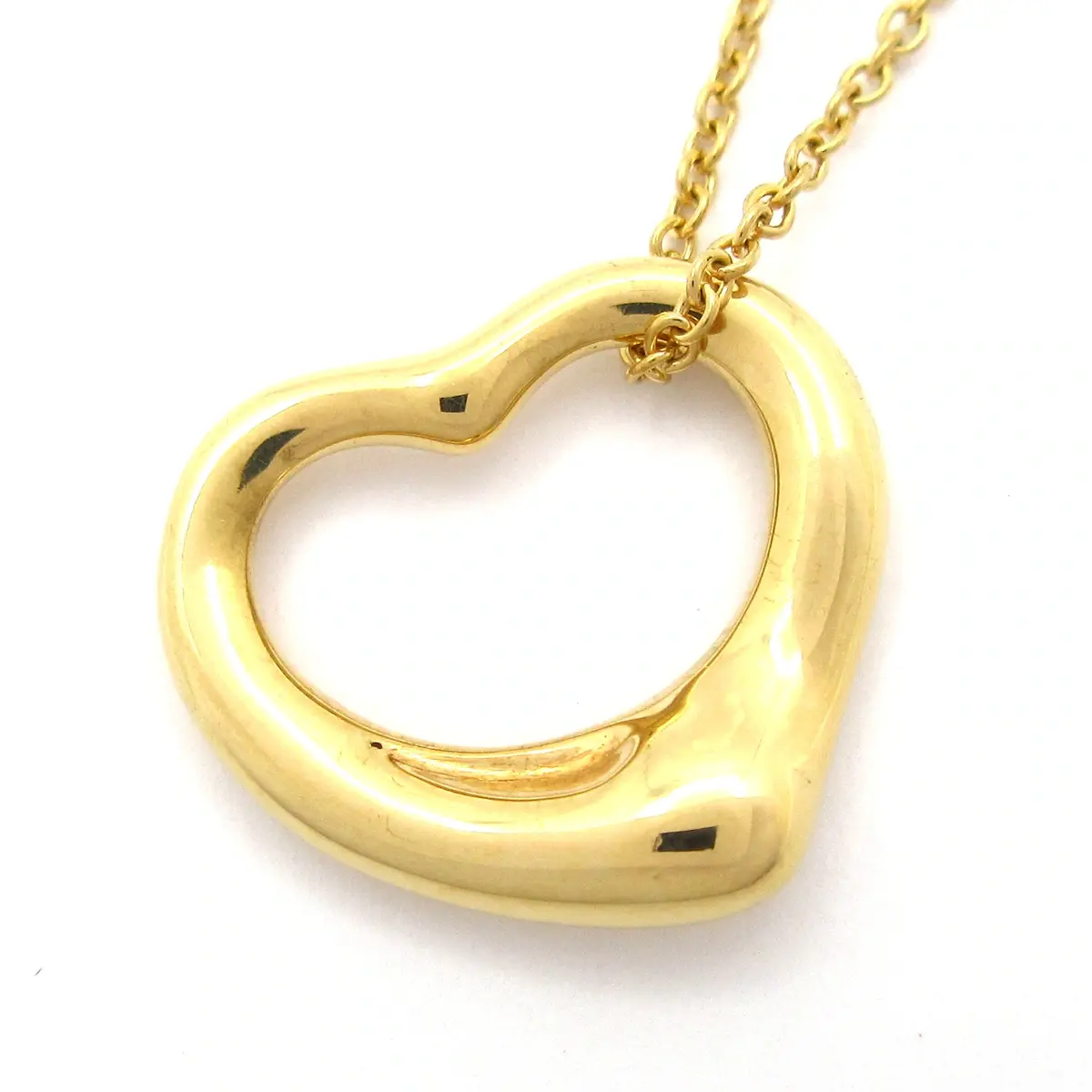 Pre-owned TIFFANY AND CO. Open Heart Necklace 18K Yellow Gold Small
