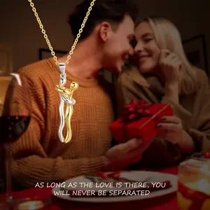 Love Hug Couple Gold/Silver  Necklace Unisex Men Women Hugging Pendant Necklace Jewelry  Parties & Birthdays, Valentine's Day Gift
