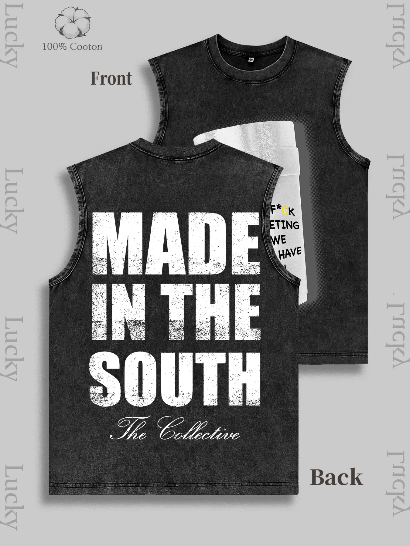 Men's Graphic Jersey Singlet Tank - Round Neck, Sleeveless, Plastic Cup Pattern, Iconic American Party Culture Design, Casual Unrestrained Style, Ideal for Street & Rural Wear, Jersey Men's Tanks, Graphic Men's Tanks