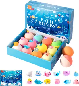 Bath Bombs with Mega Bubbles & Surprise Inside - 12 Pack Natural Bath Bombs Gift Set, Skin-Friendly Fizzy Bubble Bath Balls, Fun Magic Bath Party Favors Birthday Presents (12pcs-Animals)