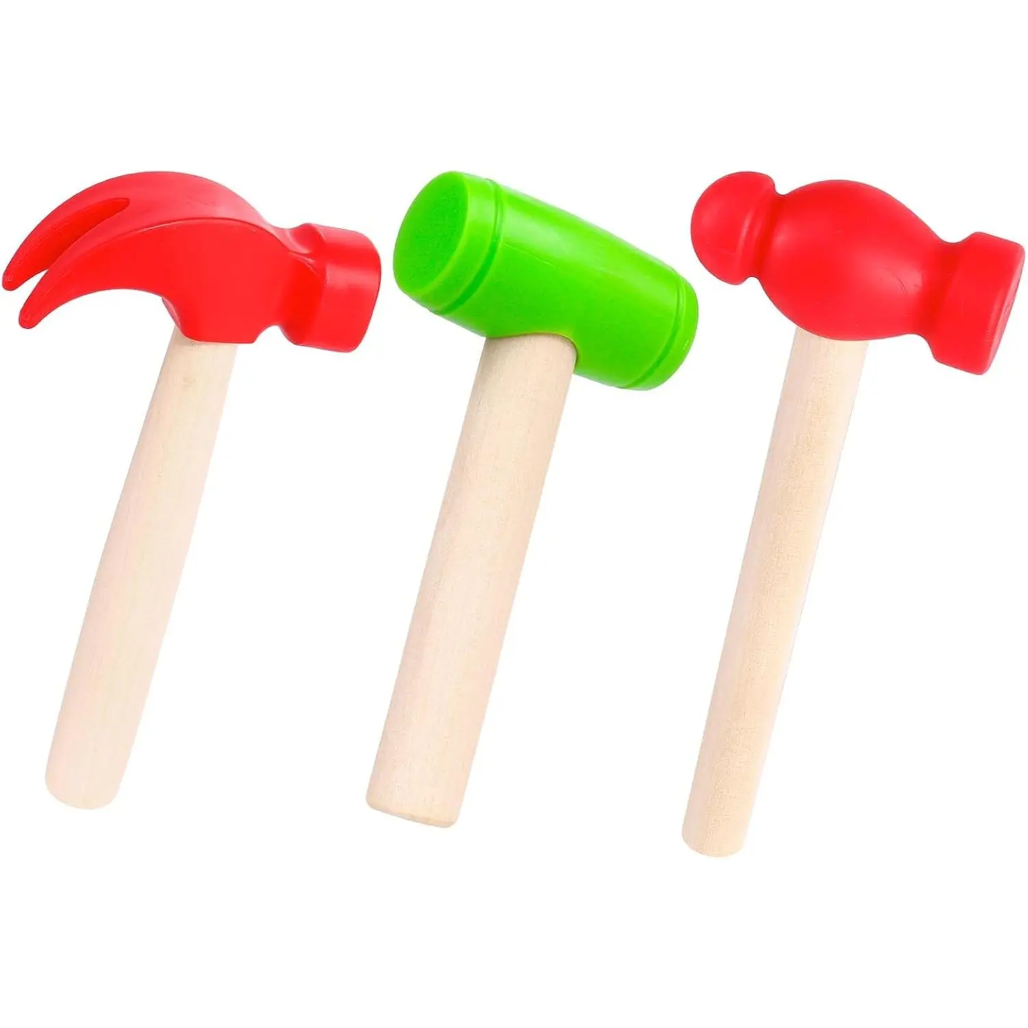3 PCS Toy Hammers, Wooden Hammer Toys Mallets, Simulation Fake Plastic Maintenance Tools for Birthday Party Supplies