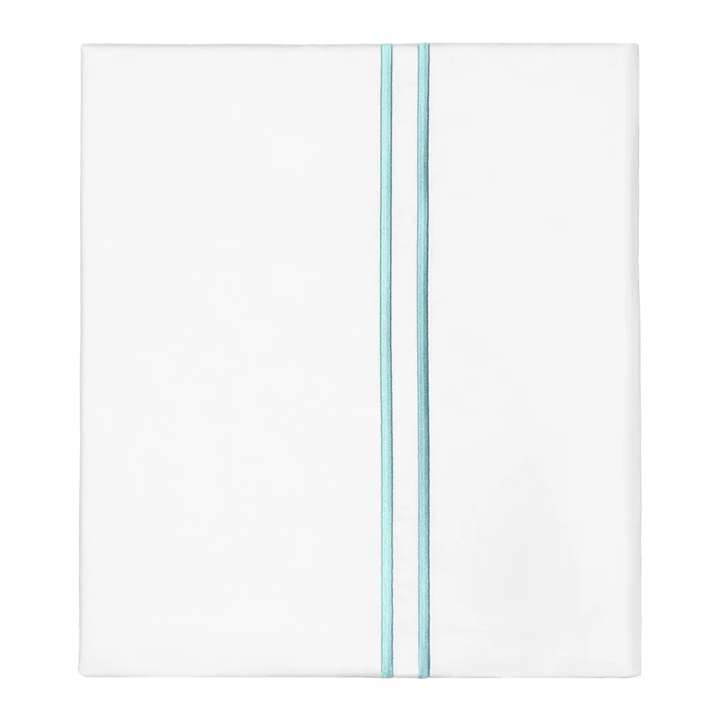 Turquoise Lines Embroidered Flat Sheet