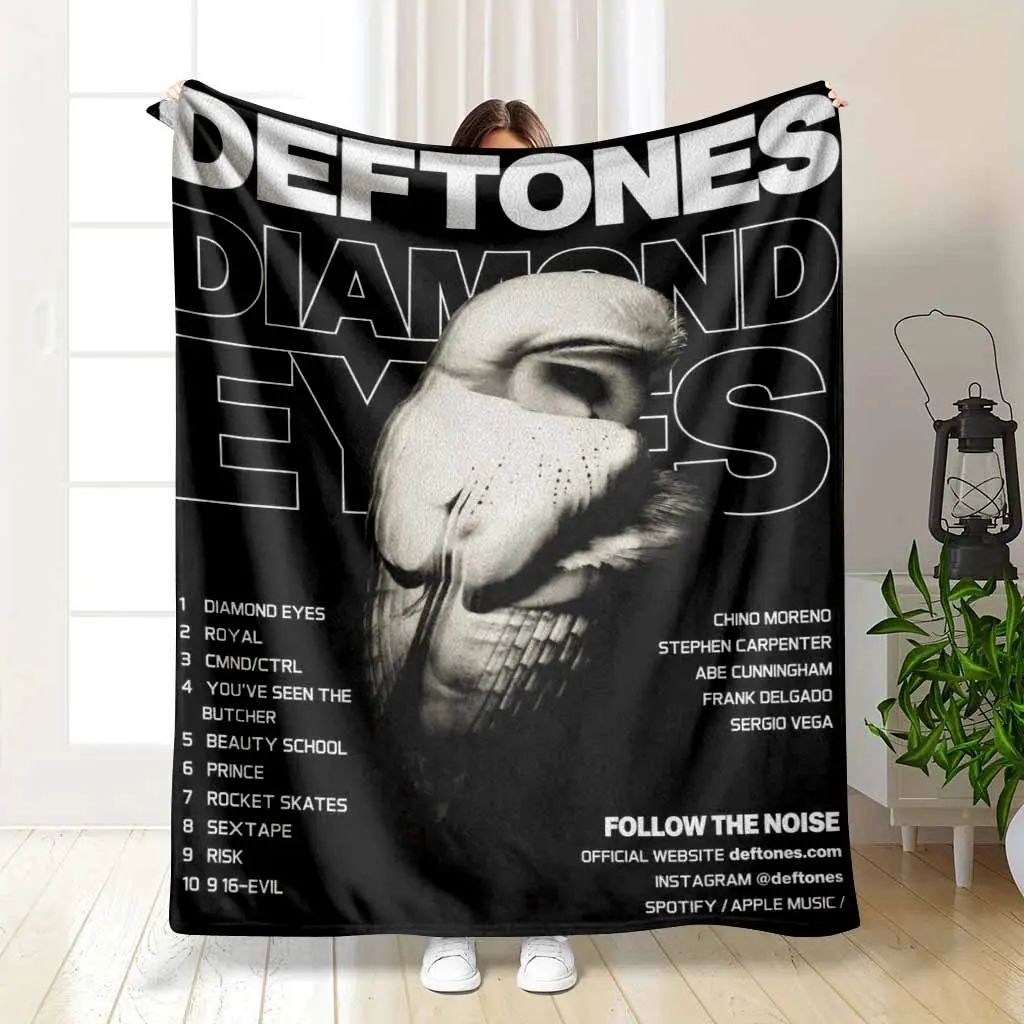 White Owl Dark Music Poster Flannel Blanket Black And White Bird Graphic Print Soft Warm Lightweight Cozy Throw For Sofa Bedroom Dorm Music Room Gift Home Decor