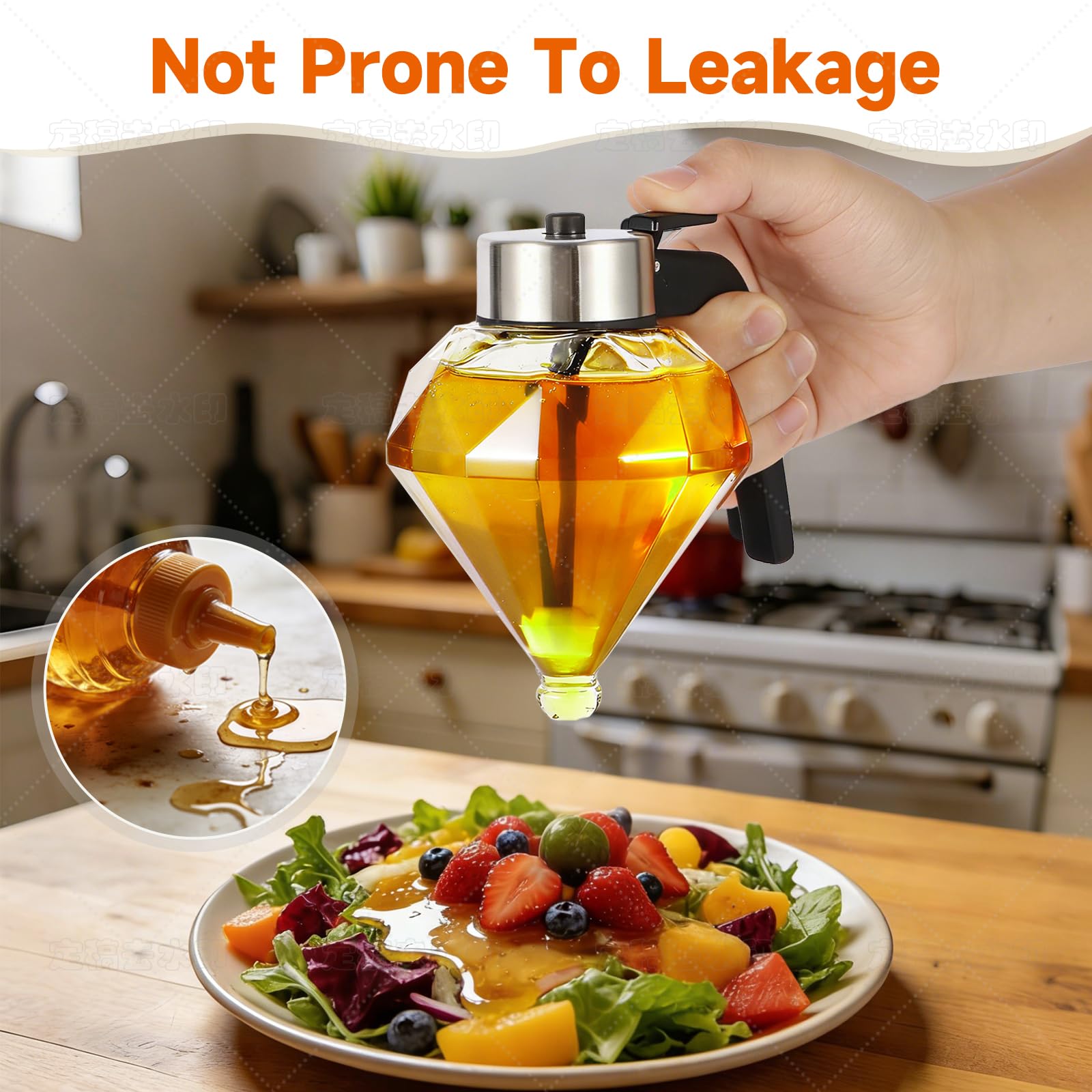 Bee Decorative Glass Honey Jar | No-Drip Syrup & Honey Dispenser 8oz