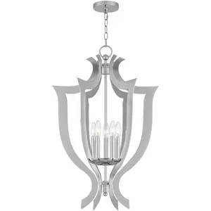 5 Light Polished Chrome Lantern Chandelier with Steel base material