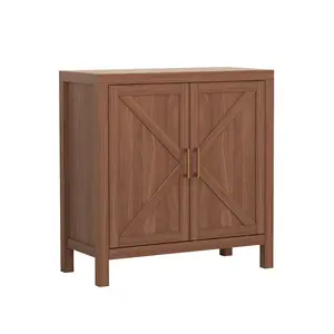 Farmhouse Sideboard Buffet Storage Cabinet, Kitchen Cupboard with Storage, Media Console with X-Shaped Doors, Coffee Bar Cabinet for Kitchen Entryway Living Room, Oak Color