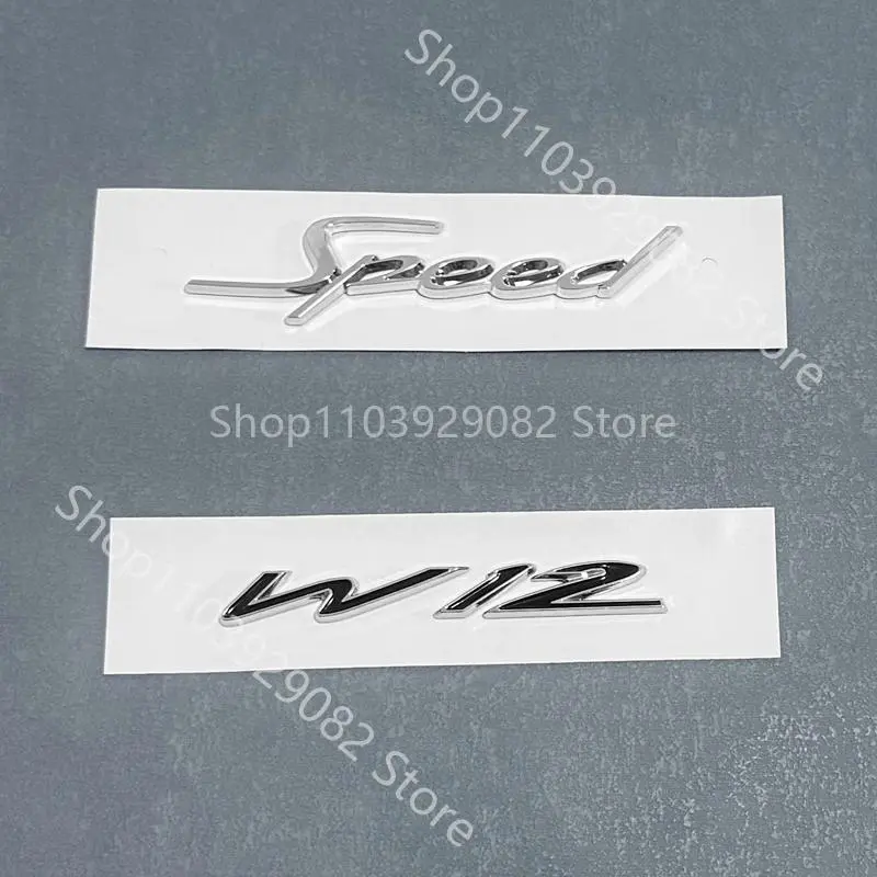 Car ABS W12 Logo Trunk Fender Badge Emblem Decals Sticker For Bentley Flying Spur Mulliner Continental GT Bentayga Accessories
