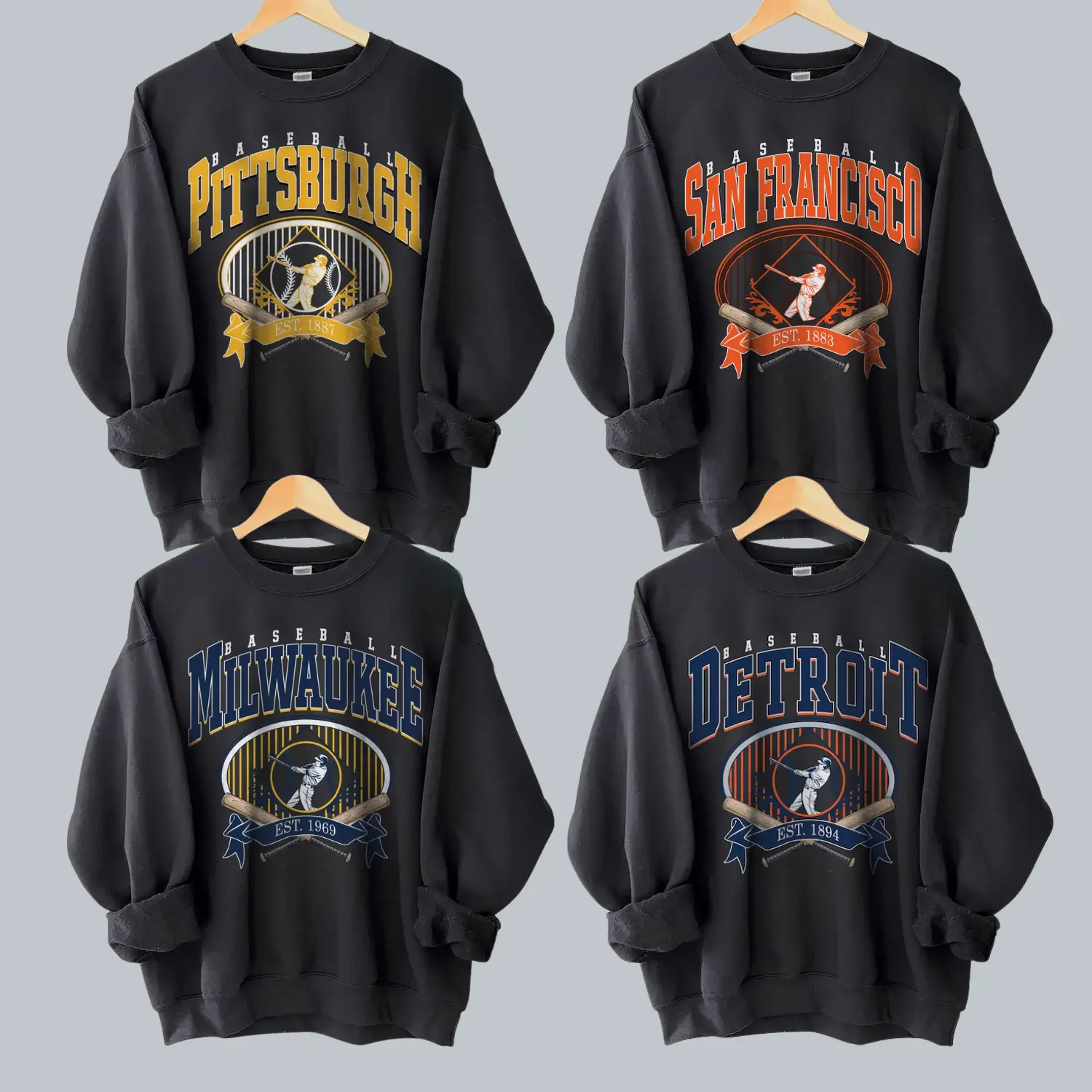 Vintage Baseball All Team Sweatshirt, Unisex Baseball Crewneck, Throwback Style Sweatshirt, Gift for Baseball Fans