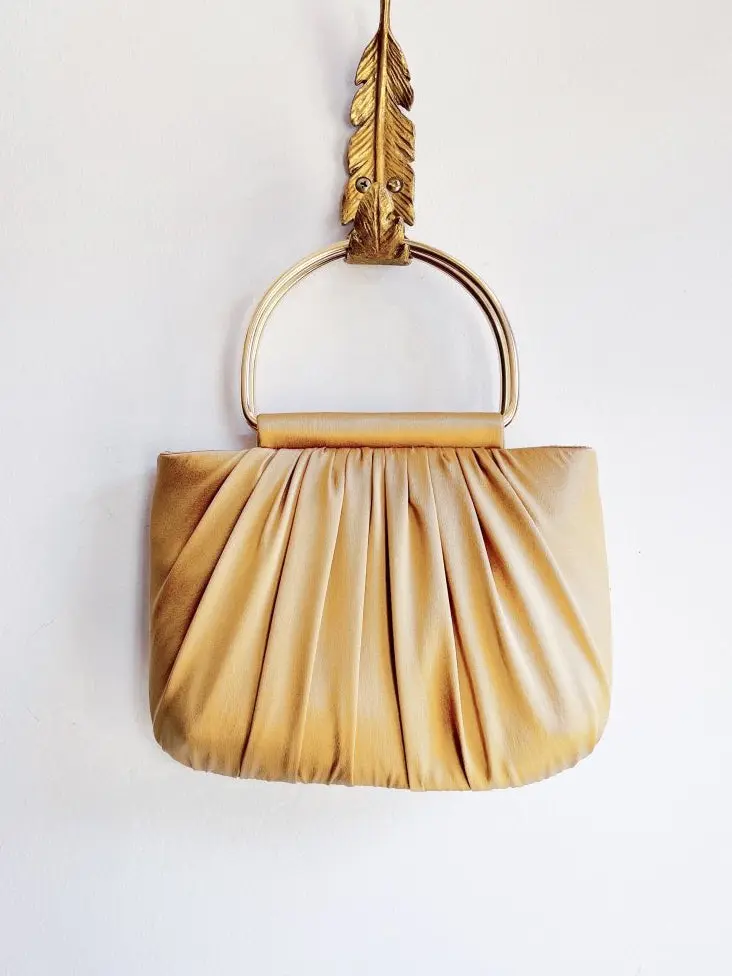 Gathered Gold Charmeuse Minnie Bag