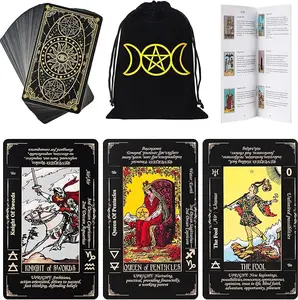 Tarot Cards with Guide Book & Linen Carry Bag, 78 Classic Original Tarot Cards Deck Fortune Telling Game with Meanings on Them for Beginners to Expert