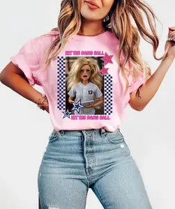Hit The Dang Ball T-shirt, Funny Baseball Mom Shirt, Game Day Softball Tee, Distressed Doll Face Meme Top, Sarcastic Baseball Doll Outfit
